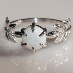 Dainty Opal CZ Silver Plated Beautiful Fashion Trendy Ring for UNVN12033